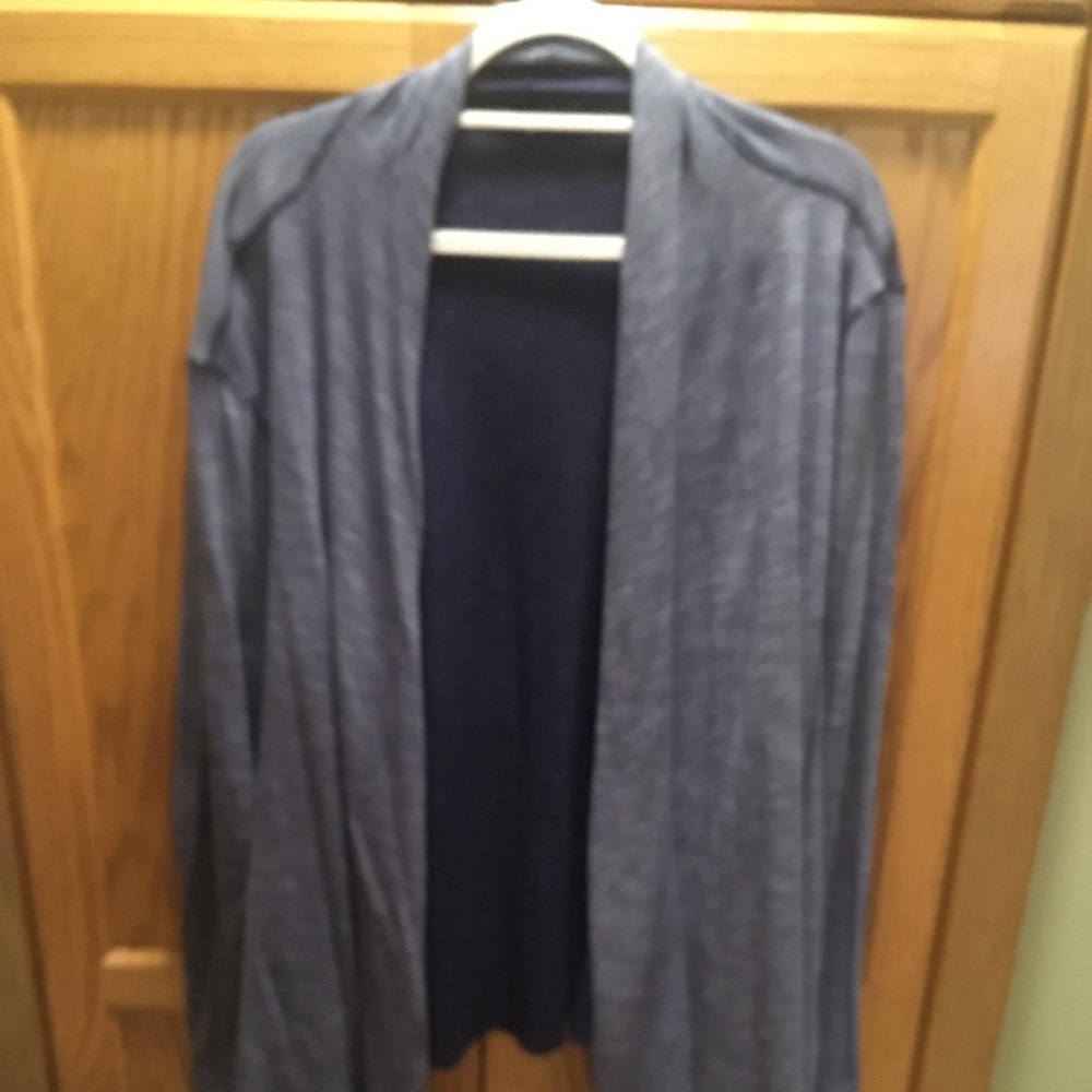 Navy and white striped open flowing cardigan